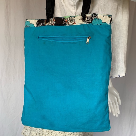 🚮 Old navy floral tote bag poppies ribbon handles - Picture 4 of 8